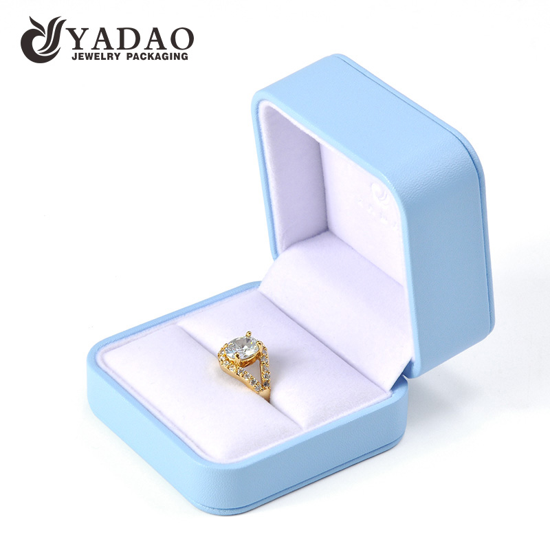 customize round corner plastic jewelry box pu leather box slot ring box gift packaging box