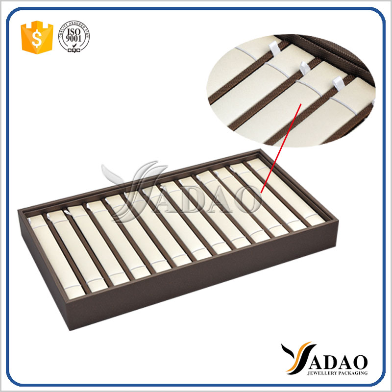 customize wooden jewelry display tray stackable tray display bracelet movable insert bracelet display tray pu leather cover