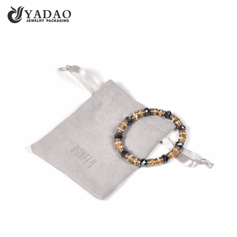 drawstring suede pouch jewelry packaging pouch bag Christmas gift packaging bag gray color suede pouch bag 