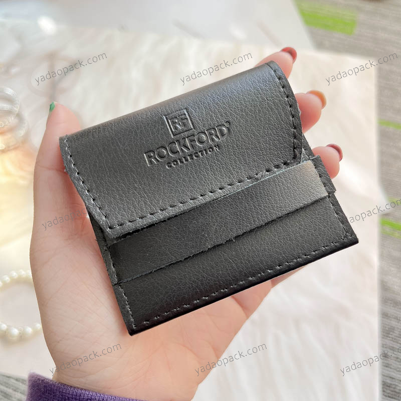 flap pouch design pu leather pouch bag gift bag jewellery packaging bag stitching finish with belt closure