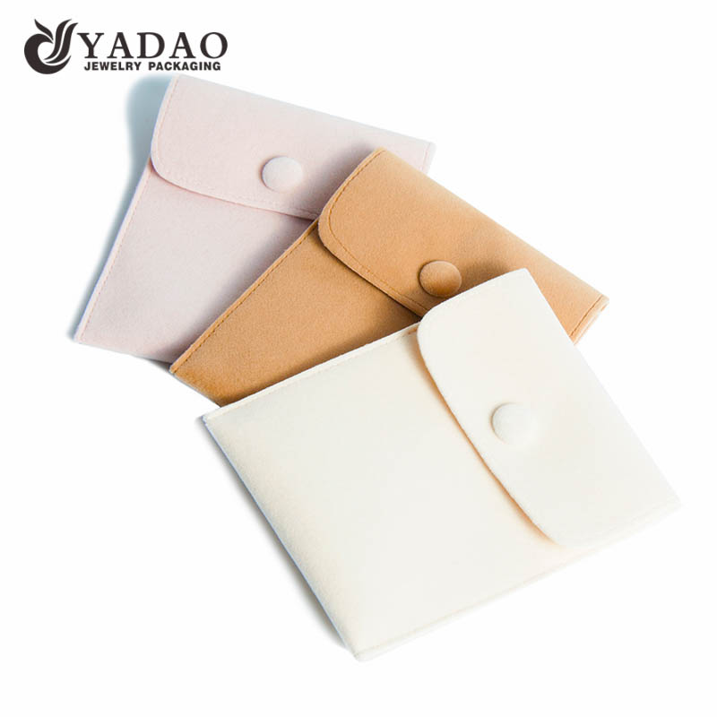 handmade mini squre colorful velvet pouch with button for jewelry gift packaging