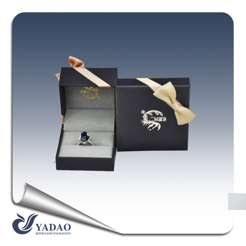high quality plastic jewelry box customize smooth touch with bowknot logo printing