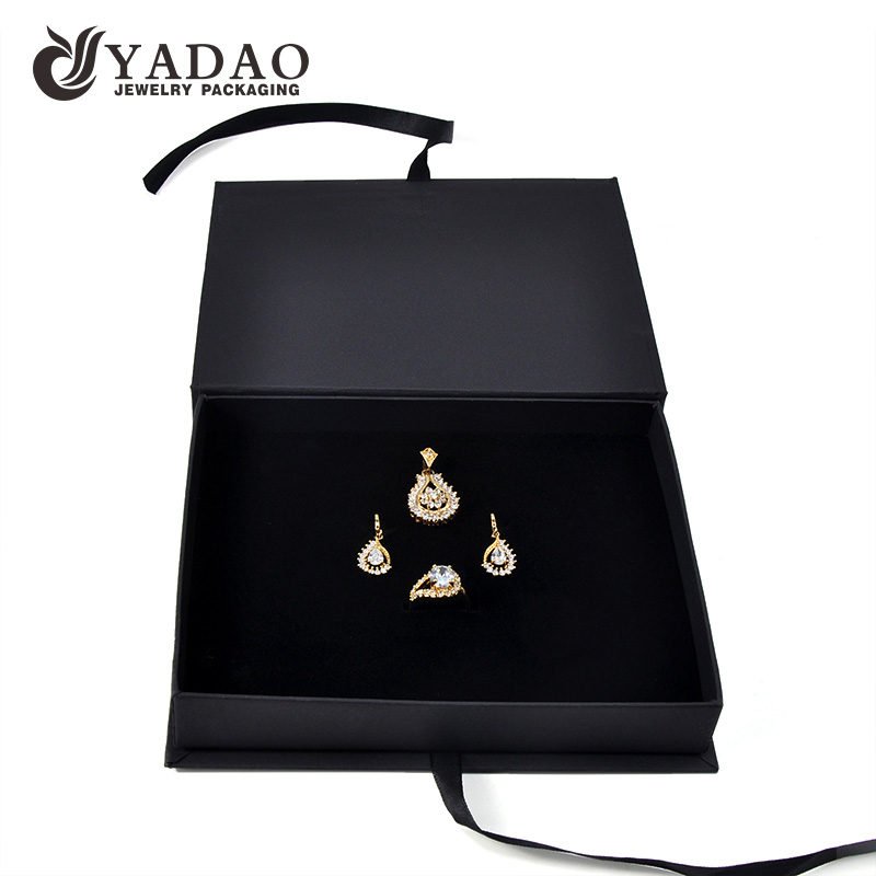 paper jewelry box for ring pendant necklace wholesale  box with ribbon