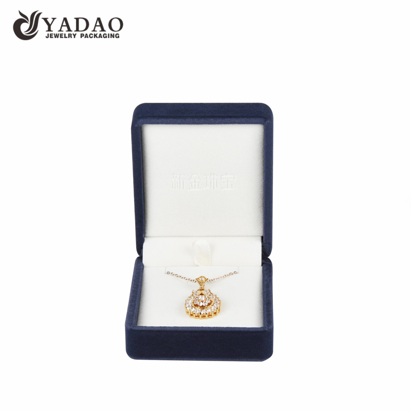 plastic pendant jewelry box velvet lining inside leather cover with logo printed