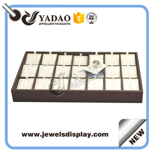 PU-Leder decken stapelbar Holzring Fach Schmuck Schaufenster Ring Anzeige