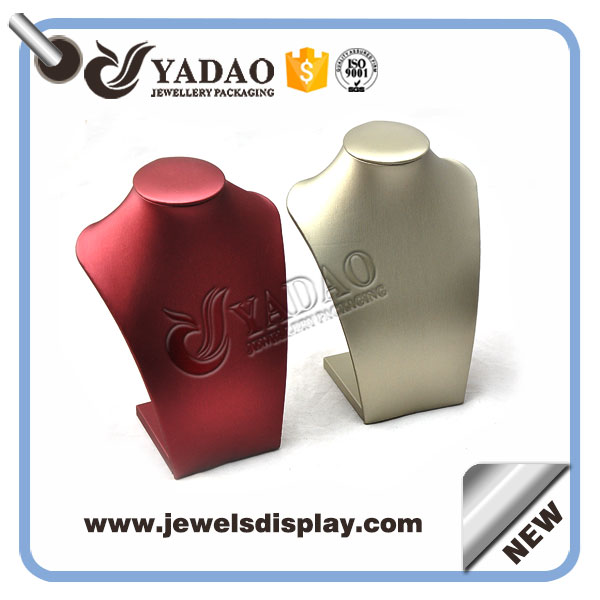 table standing wooden necklace bust display jewelry necklace pendant stand pu leather cover wooden necklace bust stand
