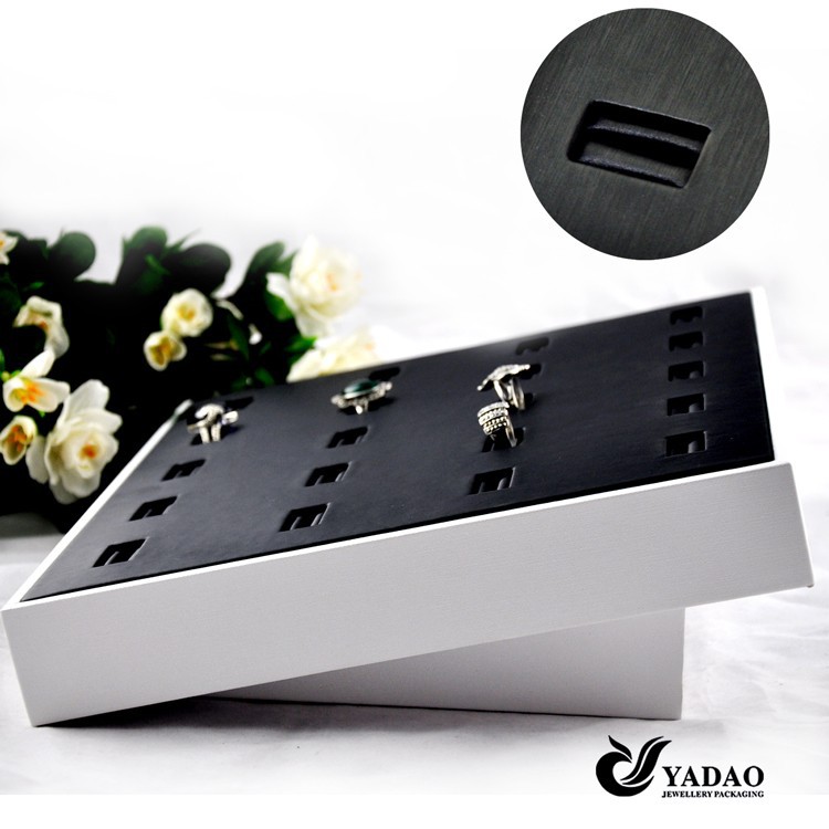 unique style wooden jewelry display stand ring stand slant shape pu leather cover ring display stand customize
