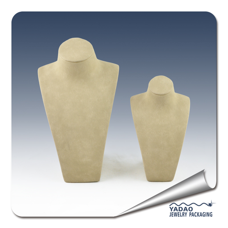 wholesale cream velvet or pu leather covered resin necklace display stand for jewelry display made in China