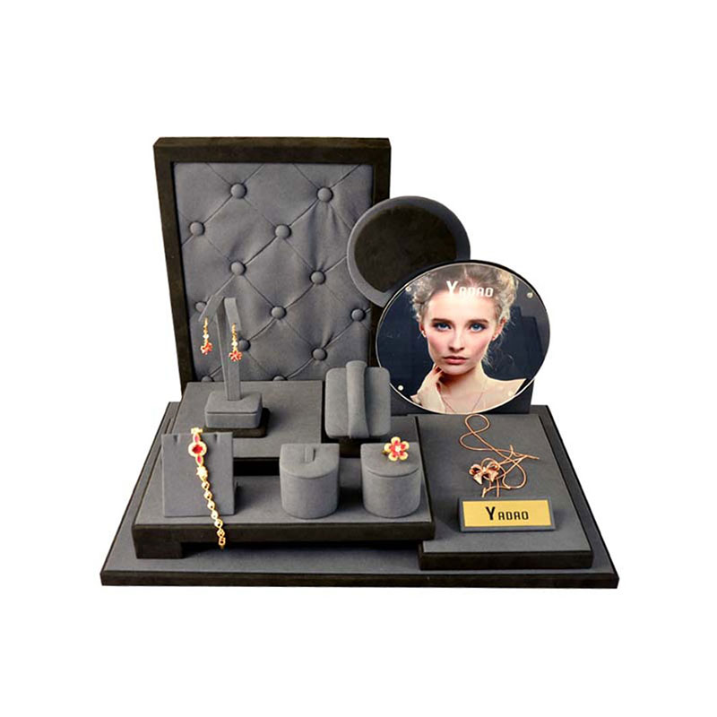 Ядао PU кожаный черный деревянный дисплей стойки с логотипом