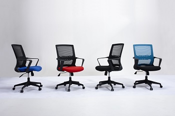 Newcity 505B 经济旋转网椅倾斜和锁定机制 85 毫米黑色气举网椅中靠背职员椅 BIFMA 标准尼龙脚轮供应商中国佛山