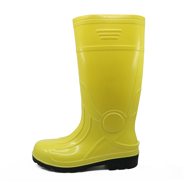 107-1 gelbe ölsäurebeständige Glitter-PVC-Sicherheitsregenstiefel