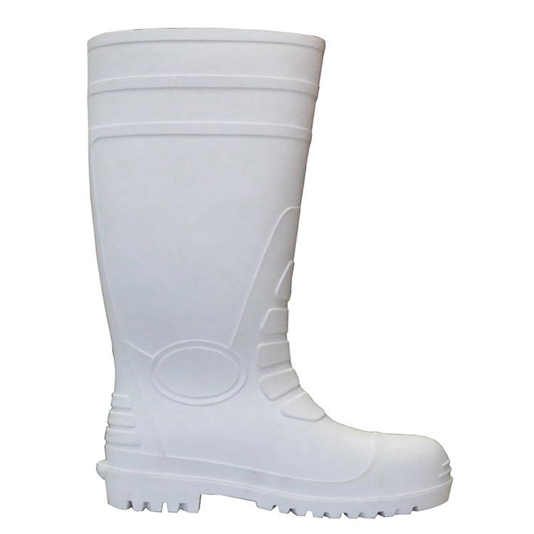 108-1 weiß wasserdichte Lebensmittelindustrie ölbeständige PVC-Sicherheit Regenstiefel Stahlkappe