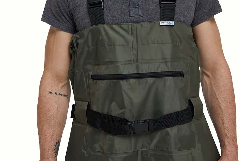 CW005 buena calidad nylon PVC hombres pesca wader impermeable wader cofre con botas de pvc