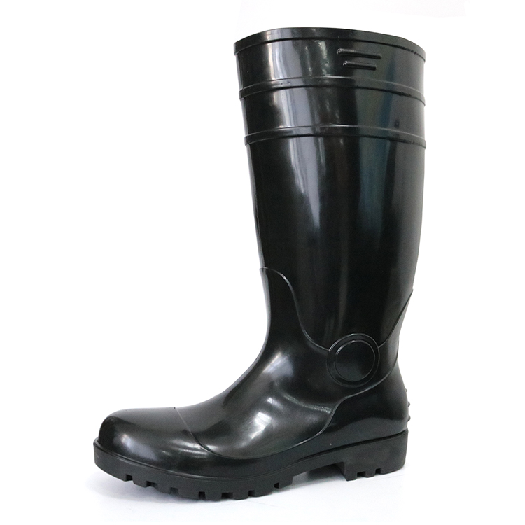 F30BB Black steel toe cap cheap pvc glitter safety rain boot