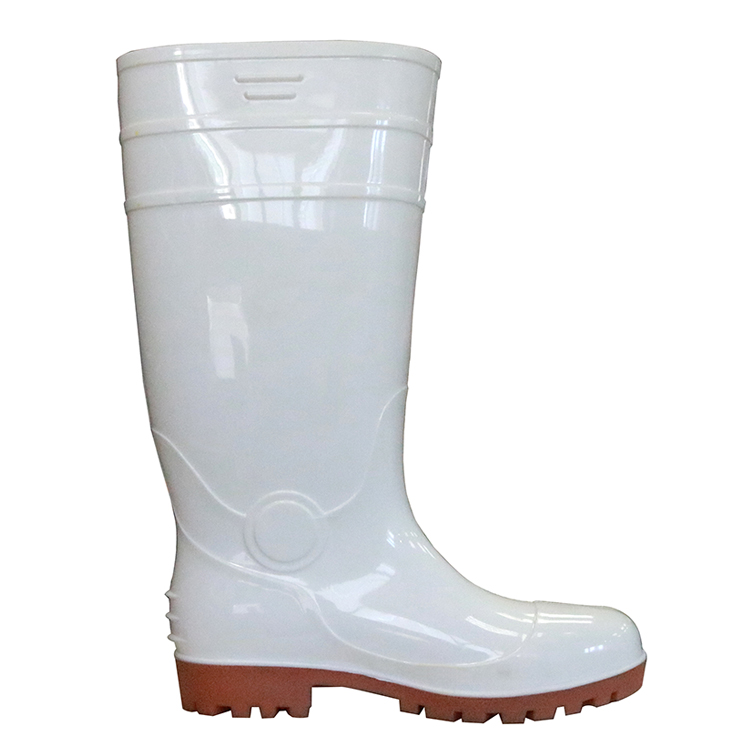 Stivali da pioggia antinfortunistici in pvc glitter bianco antiscivolo F30WN con punta in acciaio
