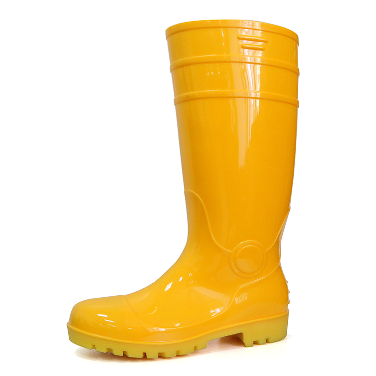 F30YY bottes de wellington jaunes paillettes paillettes résistantes à l'huile en acier imperméable à l'eau