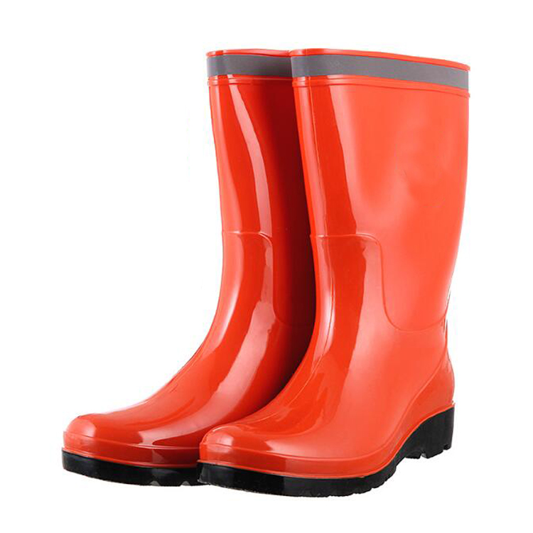 SQ-615 orange non sécurité pas cher femmes PVC pluie bottes de travail