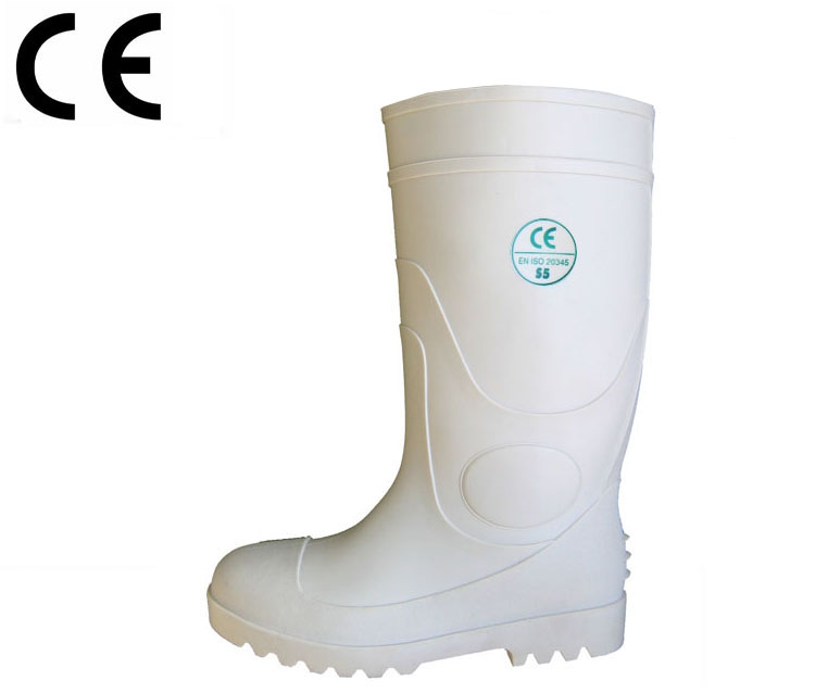 Botas de lluvia de seguridad del pvc de la industria alimentaria blanca de WWS