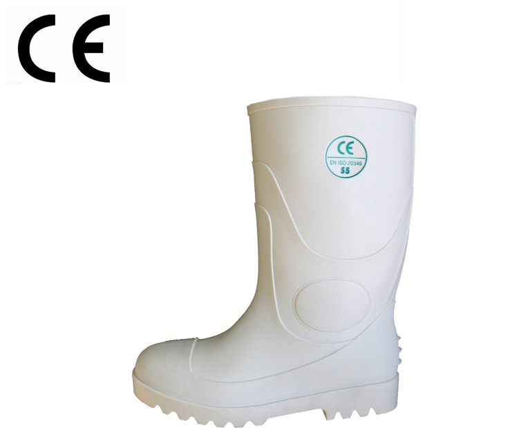 Botas de lluvia de seguridad del pvc de la industria alimentaria blanca de WWS