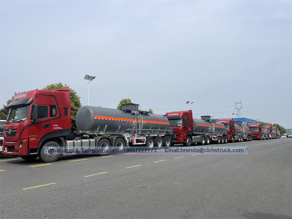 42000Liters Treler Tangki Bahan Api Aluminium/Tiga Kompartmen Treler Tangki Alloy Aluminium untuk Minyak