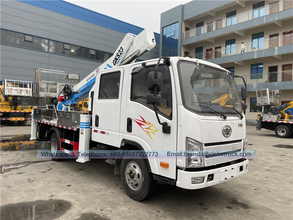 China Aerial Platform Work Truck 20m 23m 25m 27m 28m 30m straight arm hydraulic aerial cage truck