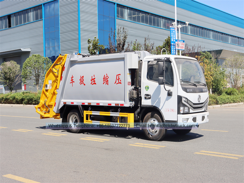 Dongfeng 6m3 ขยะรถบรรทุกขยะรถบรรทุกขยะ