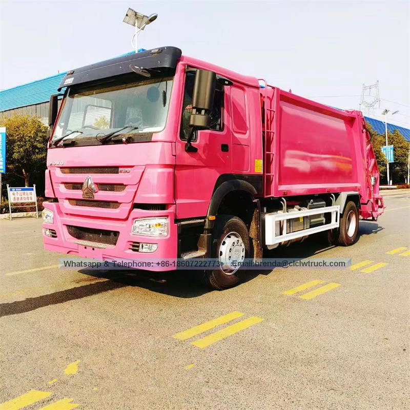 Sinotruck à haute performance Howo 6weels 290 ch puissance moteur personnalisée 12m3 Camion comprimé à ordures avec système de fonctionnement CAN