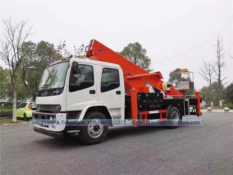 ISUZU – camion à plate-forme de travail hydraulique aérienne à bras droit de 18 mètres/20 mètres, pour l'entretien des lampadaires
