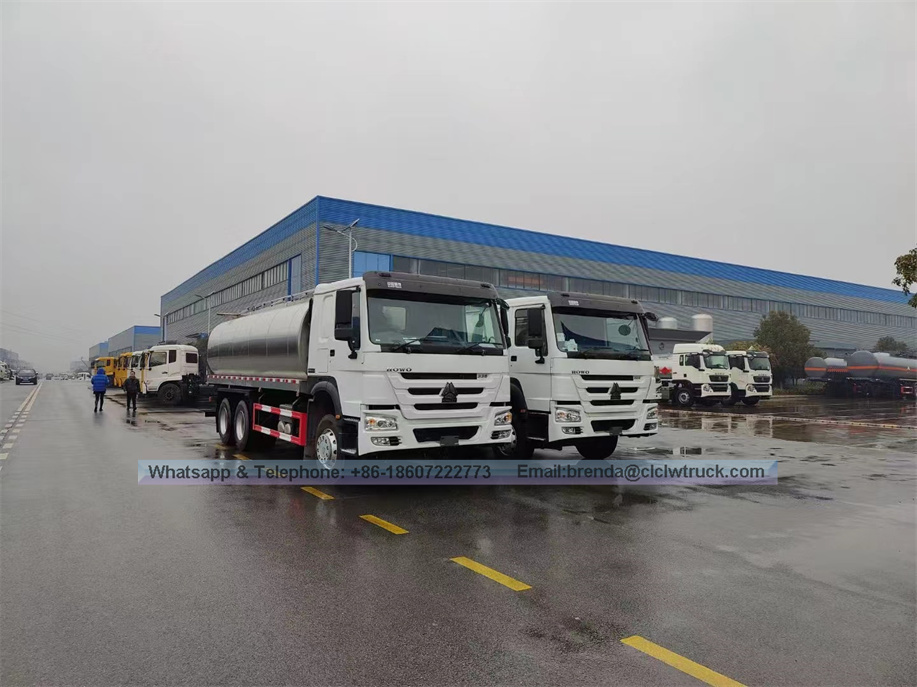 LHD/RHD Howo 10000L 2000L Vận chuyển sữa tươi xe tải 10cbm 20cbm Tanker bằng thép không gỉ