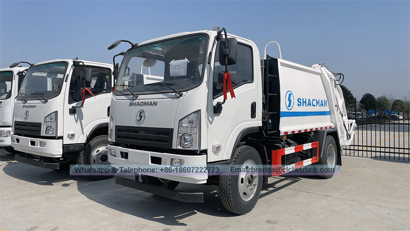 Shacman 4x2 5000L light rear loader garbage containers compactor rubbish waste management collecting truck vehicle manufacturer
