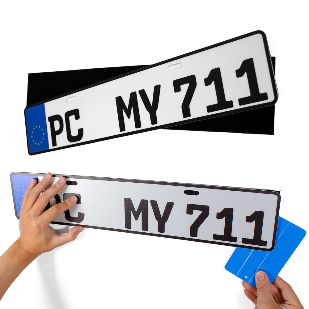 Car license plate holder hook and loop tape self adhesive number plate holder magic tape fastener