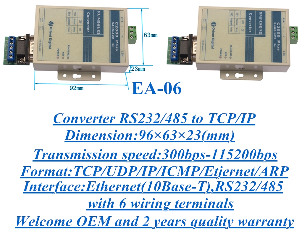Data transmission converter RS232/485 to TCP/IP EA-06