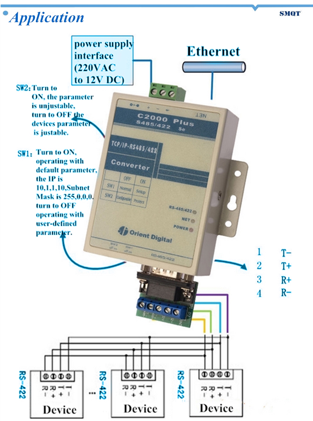 Data transmission converter RS232/485 to TCP/IP EA-06