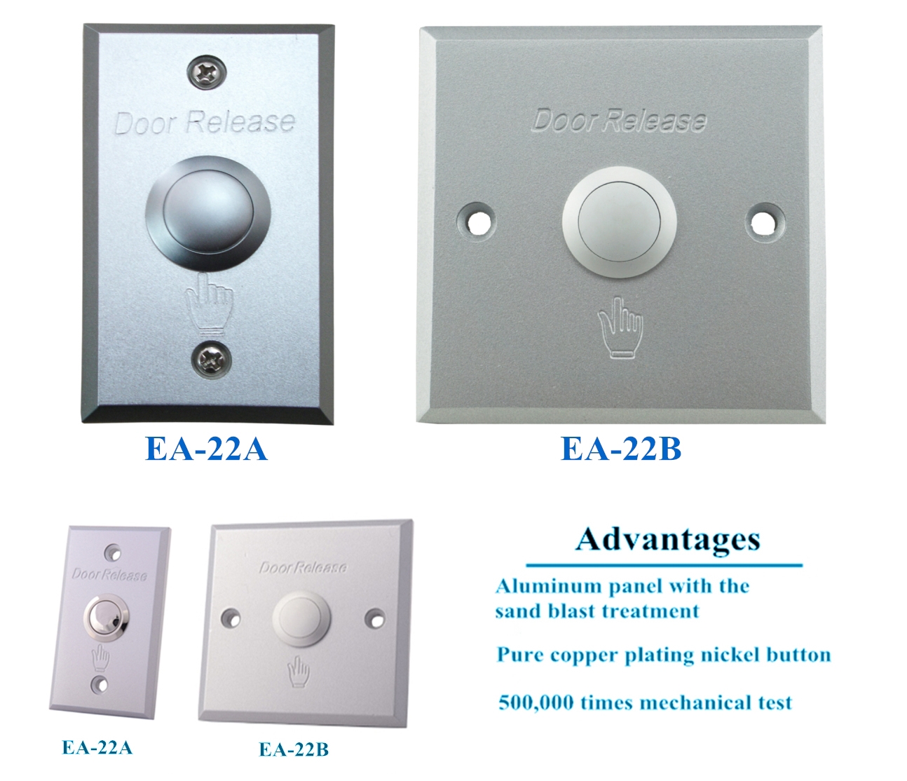 Aluminum panel door release/switch button