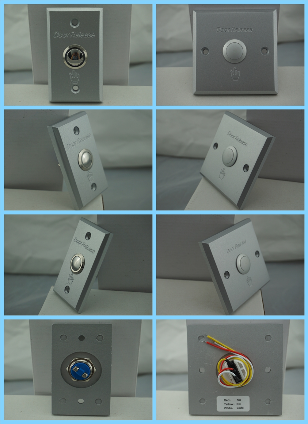 Aluminum panel door release/switch button