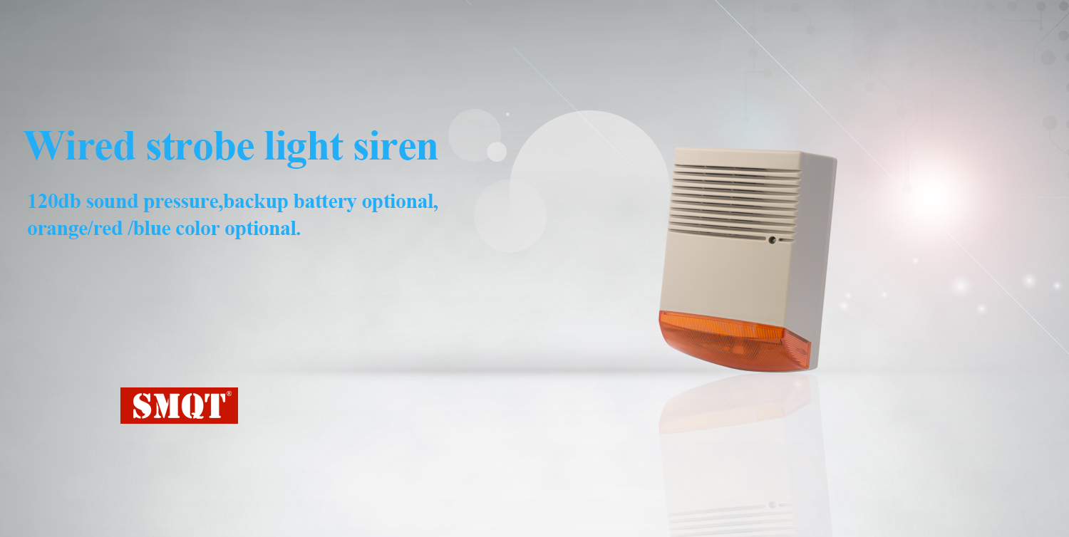 Outdoor wired electric strobe light alarm siren with backup battery optional