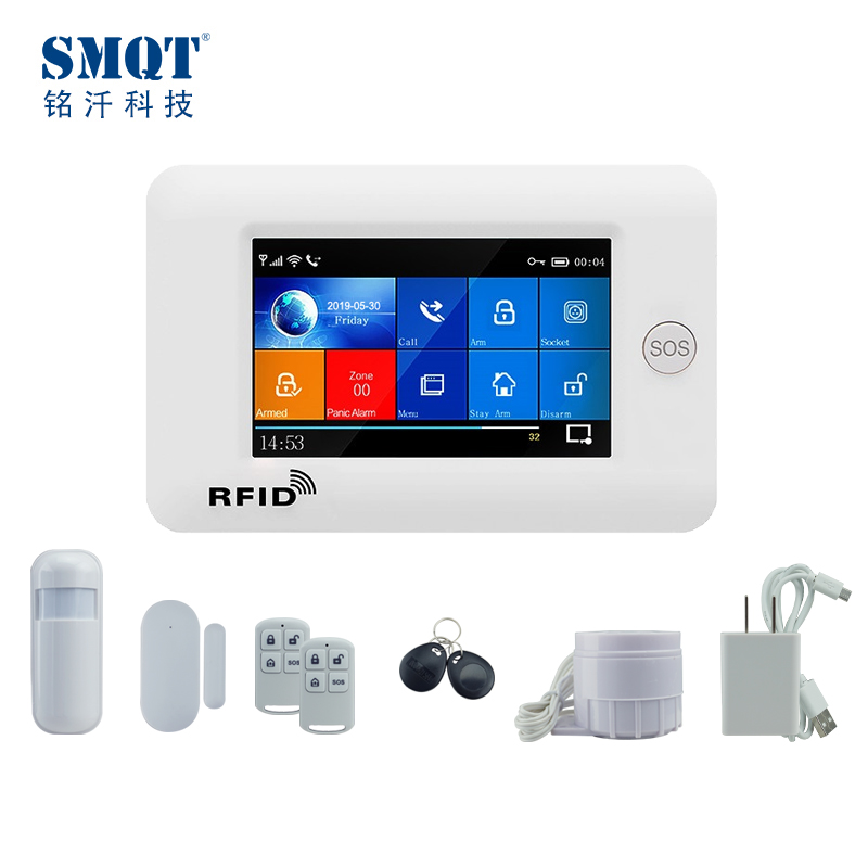 无线3G / 4g GSM + WIFI LED应用控制语音提示智能家居报警系统套件EB-824