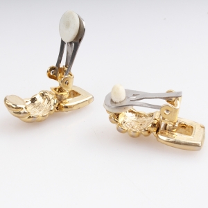 18k solid earring gold worm shape clip on earrings E30183