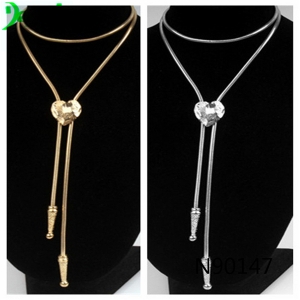 2014 fashion gold silver heart long lariat necklace N90147
