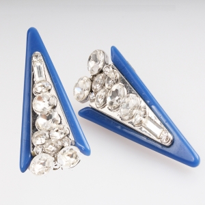 2014 rhinestone women fashion triangle shaped clip on earrings