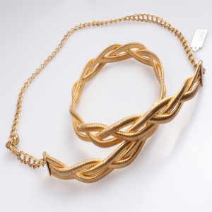2017 women fashion lady gold chain braided woven elastic belt