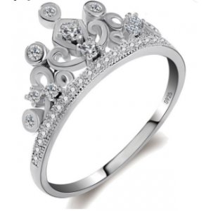 2018 Hot Selling Fashion Princess Tiara Wedding Finger Rings Copper Engagement Ring Sliver 925