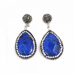 2018 New Design Ladies Navy Blue Natural Stone Fashion Earring Christmas Jewelry Gift
