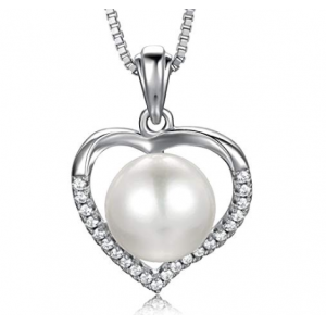 925 Sterling Silver Heart Pendant Necklace with Diamonds and Pearls Hearts shaped Necklace Manufacturer