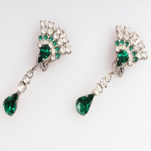 Beautiful teardrop silver filigree crystal earrings designs E30096