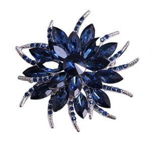 Best Selling Flower Brooch Pin for Women Brides Created Crystal Brooch Blue