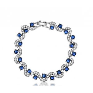 Blue Tennis Bracelet Women Cubic Zirconia Sapphire Jewelry Bridal Crystal Bangle Manufacturer China