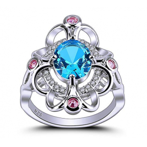 China Manufacturer 925 Sterling Silver Created Rainbow Topaz Statement Ring for Women