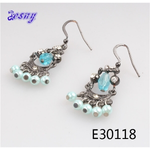 China wholesale sun and moon silver cheap pearl bead earring E30118