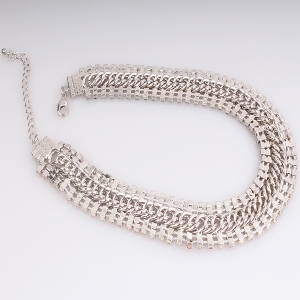 Colorful Diamond Crystal Chain Imitation Platinium Chain Collar